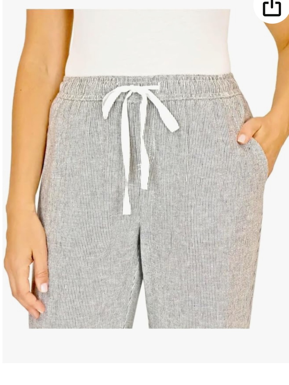 BRIGGS Women's Pull-On  Linen-Blend Pants - Gray Size S - Picture 3 of 12